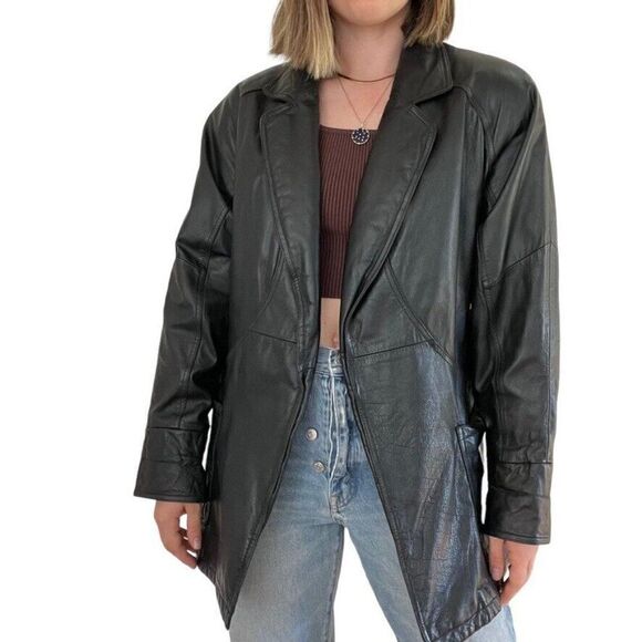 Vintage 1990s Womens Wilsons Leather Black Biker Matrix Thinsulate Jacket Sz S - Picture 4 of 9